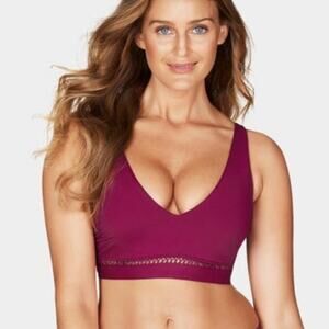 Sea Level Lola Triangle Bralette Swim Top - Size 12 - Burgundy